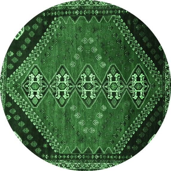 Ahgly Company Indoor Round Persian Emerald Green Traditional Area Rugs, 5' Round