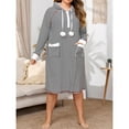 thumbnail image 5 of ebukurty Plus Size Cotton Pajama for Women Long Sleeves Nightshirts with Pocket,Sizes 1XL-5XL, 5 of 5