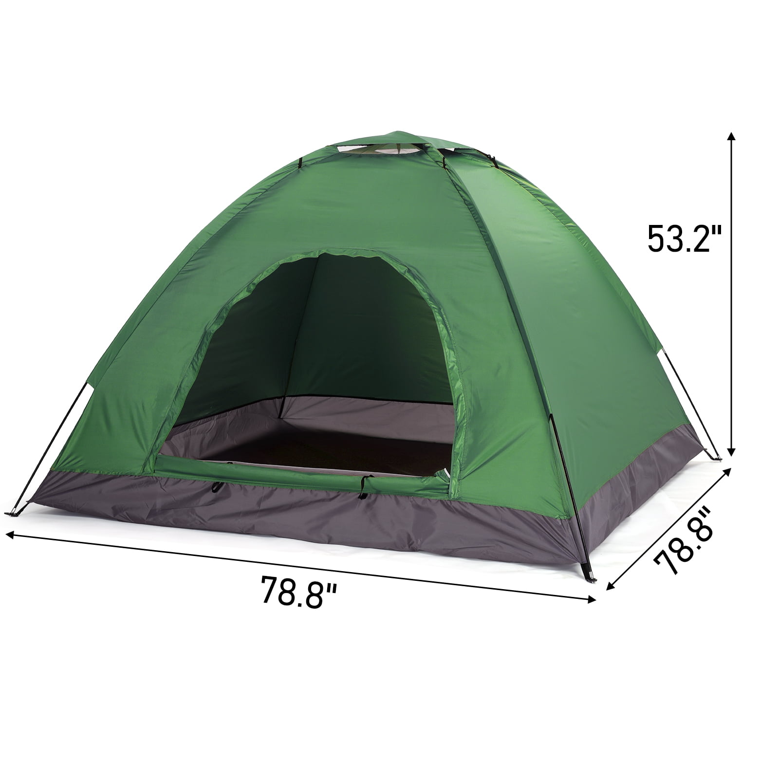 HUJHKIO 3-4 Person Lightweight Dome Tent for Camping & Hiking, Easy Setup Portable Green Tent with Waterproof Oxford Floor, Fiberglass Poles & Carry Bag, Ideal for Family Outdoor Adventures