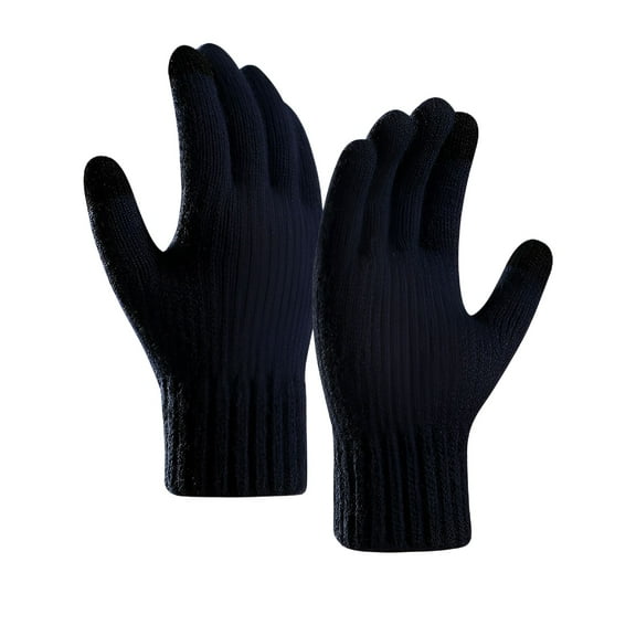 TELOLY Men's Pure Wool Knitted Gloves with Lining