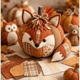thumbnail image 3 of DIY Animal Pumpkin Sewing Kit, Woodland Animal Fabric Pumpkin Craft Supplies, Creative Indoor Fall Home Decoration Bear, 3 of 5