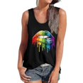 thumbnail image 1 of Women Rainbow Lip Print Sleeveless Pride Day Tank Tops Casual Vest Summer, 1 of 2