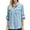 5026-Blue, variant on POENTAB Womens V Neck 3/4 Sleeve Tops Casual Dressy Blouse Loose Fit Curved Hem Tunic Tees Hollow Out Shirts White