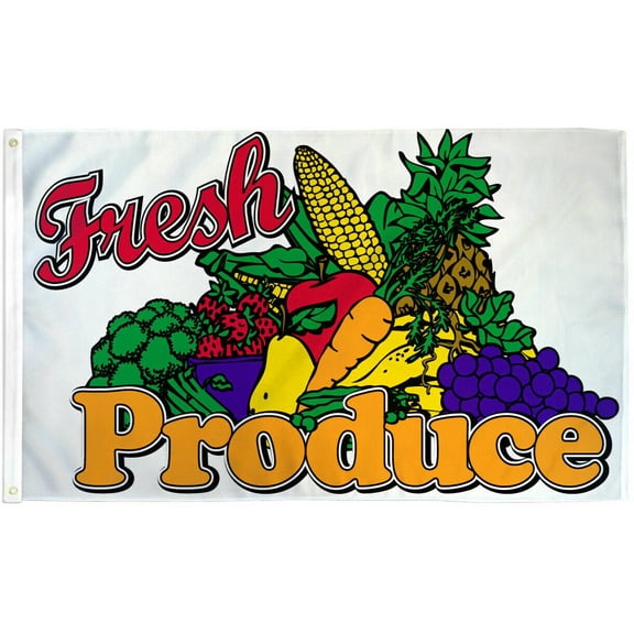 3X5 Fresh Produce Flag 3x5 Fresh Produce Banner Sign Farmer's Market Here 100D