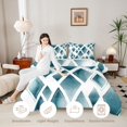 thumbnail image 4 of Manfei Watercolor Diamond Geometric Queen Comforter Set, Teal Metalic Comforter Sets Queen, Teal White, Reversible 3pcs, 1 Comforter and 2 Pillowcases, 4 of 6