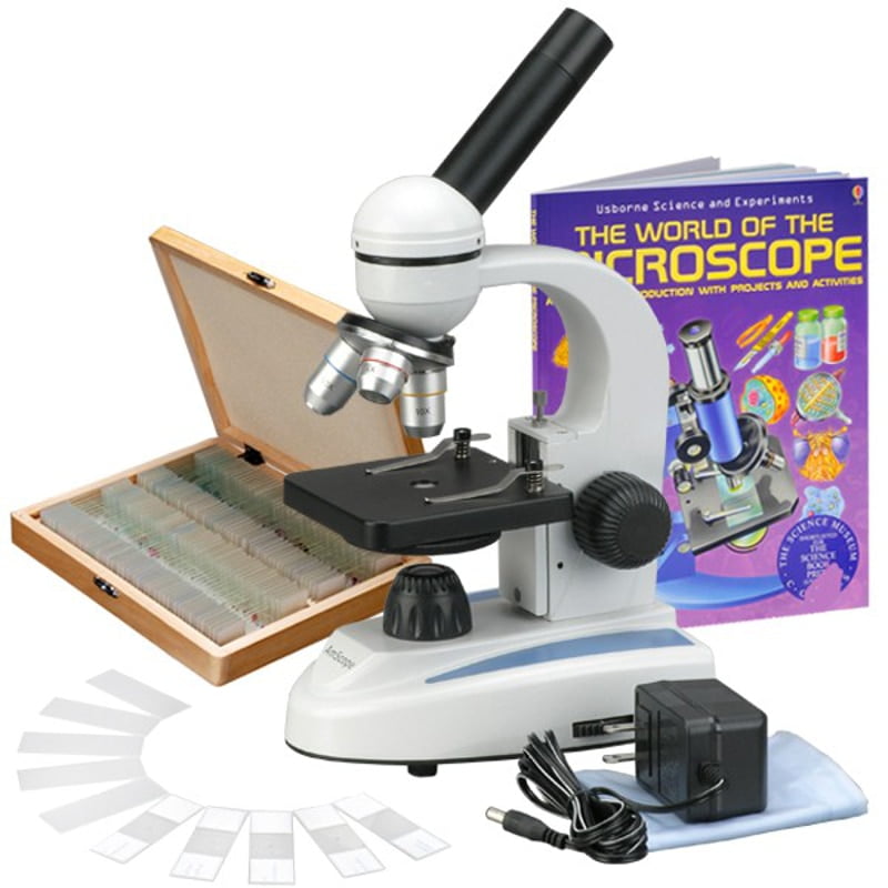 AmScope 40x-1000x Microscope with 100 Specimen Slides and Microscope