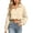Beige, variant on Women's Long Sleeve Casual Sweatshirt,Half Zip Collar Drawstring Hem Cropped High Waist Tops,Black Women's S-XXL