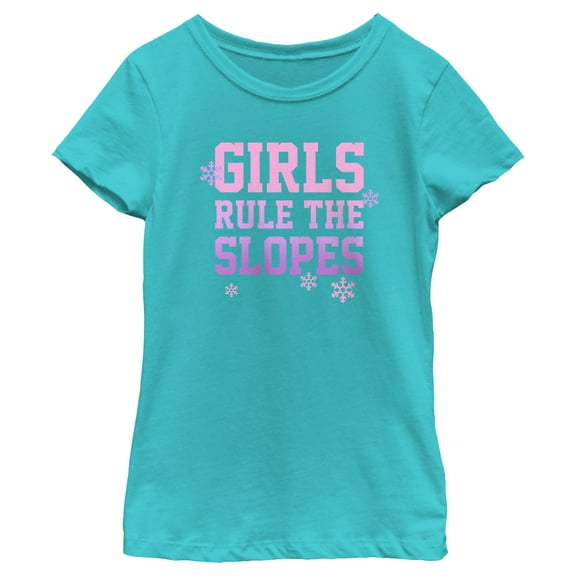 Girl's Lost Gods Girls Rule the Slopes Graphic Tee Tahiti Blue Large