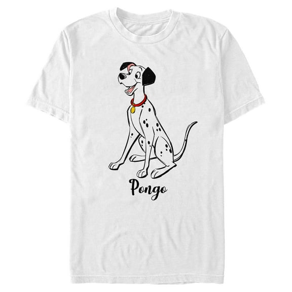 Men's One Hundred and One Dalmatians Pongo Portrait Graphic Tee White Medium