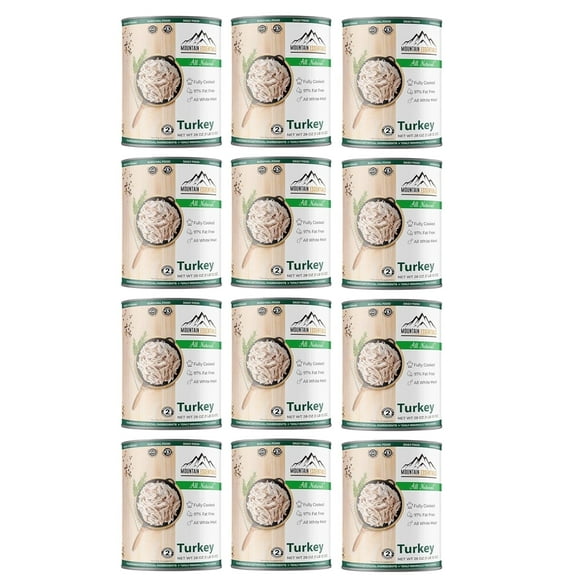Mountain Essentials All Natural Canned Turkey 28 oz – Fully Cooked, Ready to Eat White Meat – 5-Year Shelf Life – Emergency Food – Made in USA – pack of 12