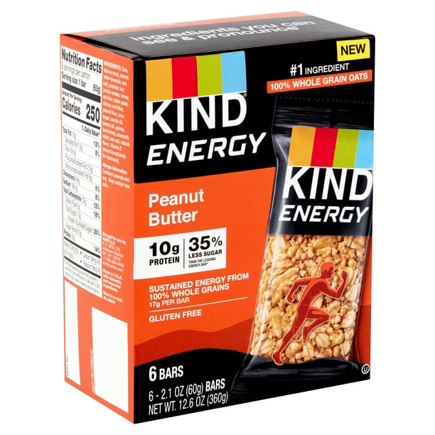 KIND Bars, Peanut Butter Energy Bars, Gluten free, 2.1 oz, 6 Snack Bars