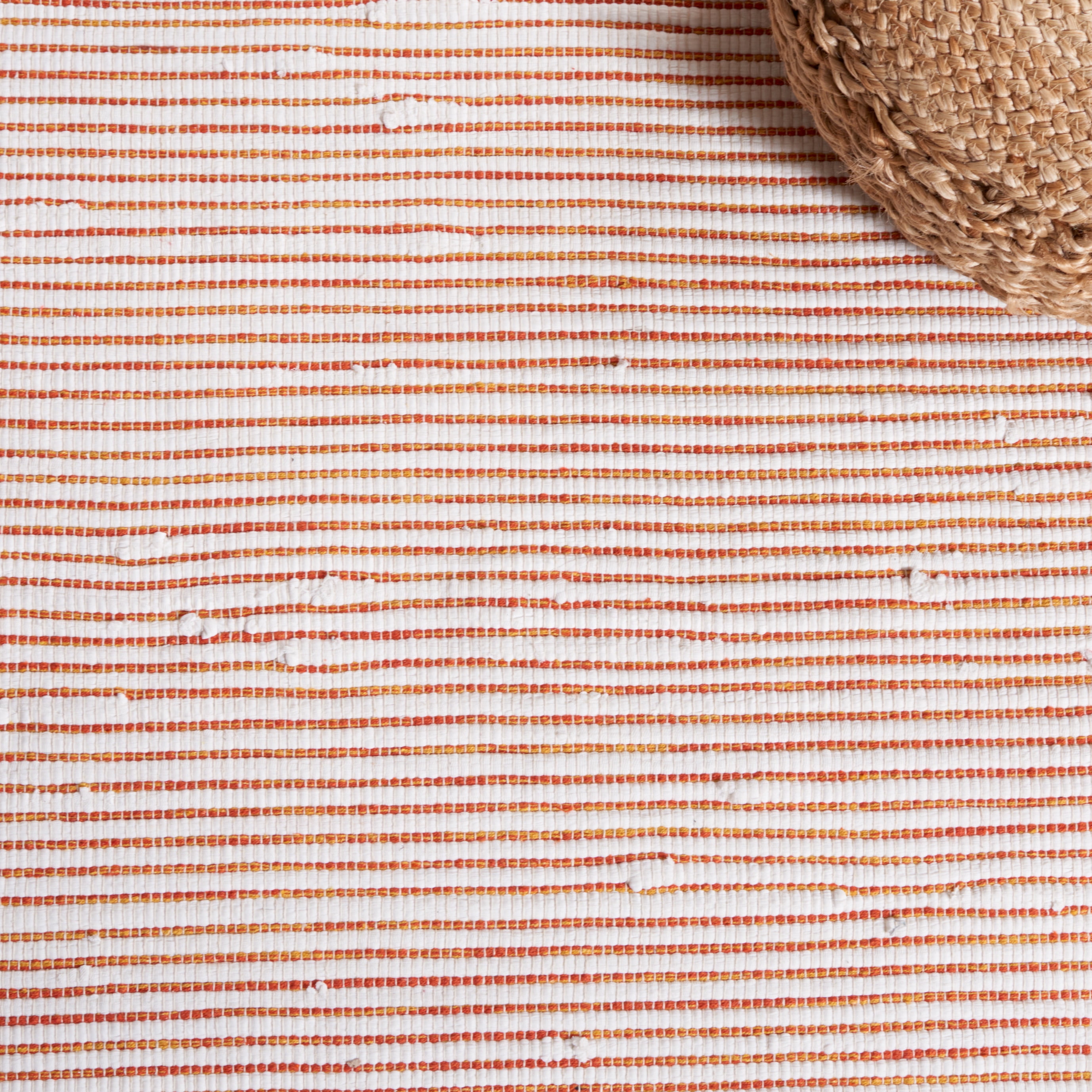 SAFAVIEH Montauk Carver Striped Cotton Area Rug, Red/Ivory, 8' x 10'