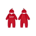 thumbnail image 2 of BemeyourBBs Newborn Baby Boy Valentines Day Outfit One Piece Jumpsuit Loved Letter Long Sleeve Romper and Hat Set Clothes, 2 of 7