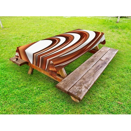 

Abstract Outdoor Tablecloth Helix Coil Curved Spiral Pipe Swirled Shape on White Backdrop Print Decorative Washable Fabric Picnic Tablecloth 58 X 120 Inches Dark Orange and White by Ambesonne
