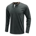 thumbnail image 2 of Defitshape Men's Cotton Henley Shirt Soft Long Sleeve Top Date Night Fashion 3 Button Placket Holiday Slim Fit Tshirt Fall Top Grey XX-Large, 2 of 5
