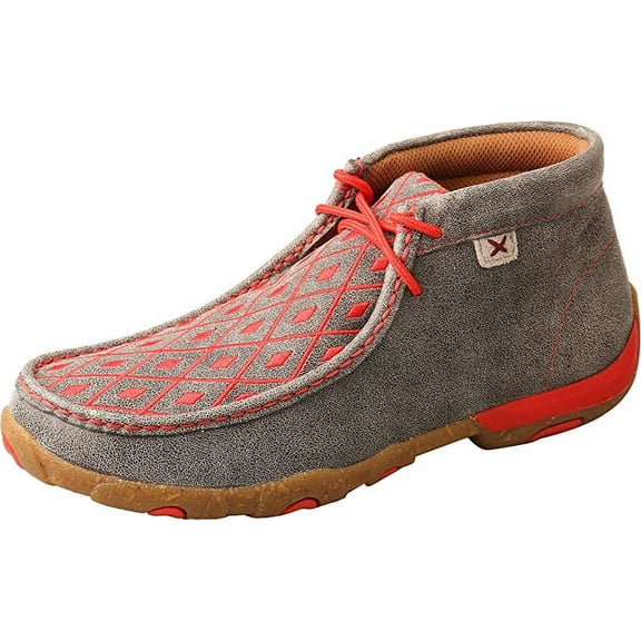 Twisted X Women's Chukka Moc Embroidery Vamp, Grey & Grenadine, 8.5 M