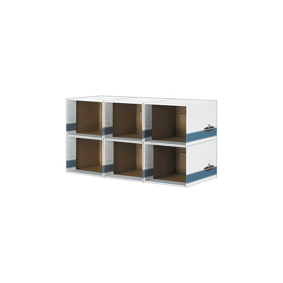 Bankers Box 0162601 23.75 in. x 19.75 in. File/Cube Box Shell - Legal/Letter, White/Blue (6/Carton)
