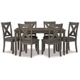thumbnail image 2 of 7 Piece Dining Table Set Lattice Back Chairs Dark Gray Wood Polyester, 2 of 5