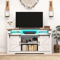 thumbnail image 2 of Livofloral Farmhouse TV Stand for 65+ Inch TV, 33" Tall Entertainment Center with LED Lights and Sliding Barn Doors, Media Console Cabinet with Storage Cabinet and Open Shelves for Living Room, 2 of 8