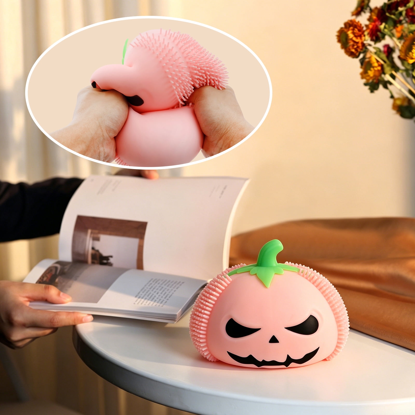 Cute Pumpkin Shaped Slow Rising Fidget Toys Spooky Halloween Decor Stress Relief Fidget Toy Portable Travel Decompression Toy Green