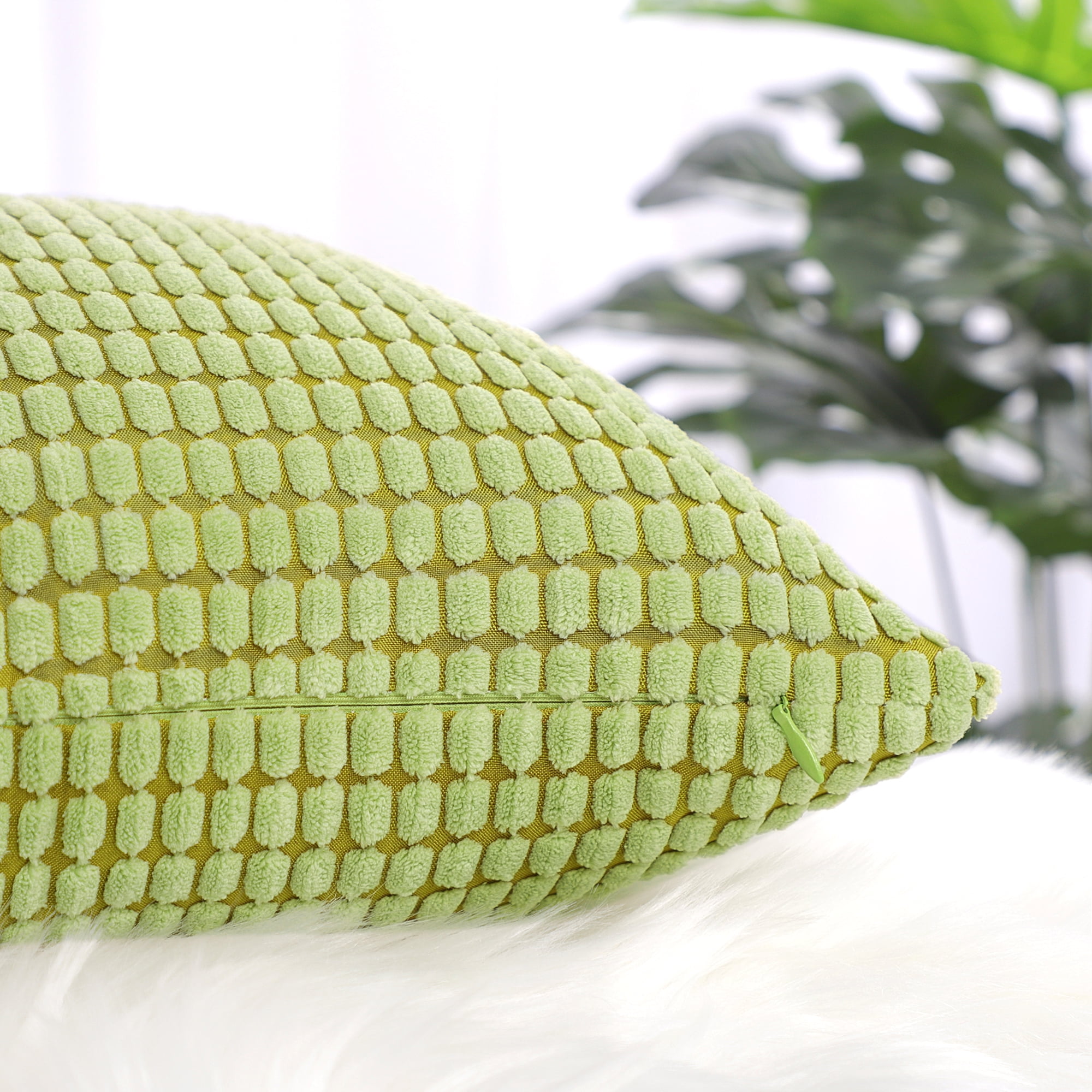 Unique Bargains Texture Solid Decorative Throw Pillow Cover Light Green 12" x 18"