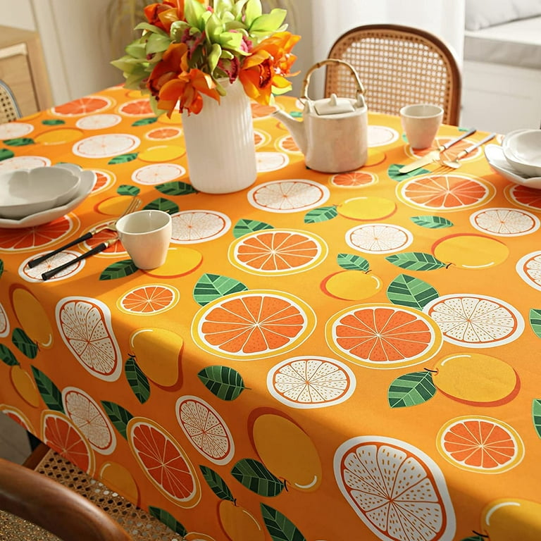 aoselan Sunflower Tablecloth,Orange Floral Table Cloth for Rectangle  Tables,Waterproof Resistant Durable Flower Table Cover for Kitchen Dining  Room(60