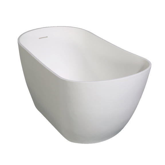 Kingston Brass VRTSS513026 52-Inch Solid Surface Oval Single Slipper Freestanding Tub with Drain in Glossy White/Matte White