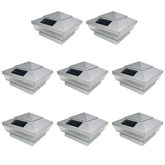 8 Pack Copper / Silver Outdoor Garden 4 x 4 Solar 5-LED Post Deck Cap Square Fence Light Landscape Lamp Lawn PVC Wood