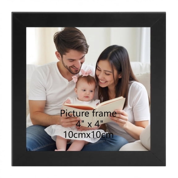 1 Pack 4x4 Picture Frame, 4 by 4 Square Photo Frame for Gallery Wall Tabletop Display, Black, Gift for Father' s Day or Wedding