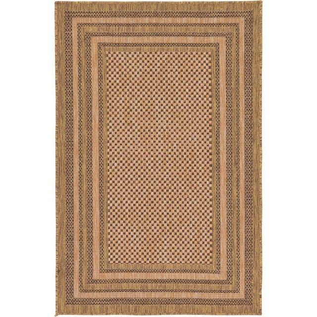 Unique Loom Extérieur Frontière Solide Tapis Tonal 3' 3 x 5' Rectangle Brun/brun Clair