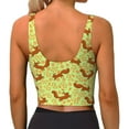 thumbnail image 3 of Haiem Floral Squirrel Pattern Womens Sports Bra - U Neck Padded Low Impact Yoga Bra Workout Crop Top Gym Moisture-Wicking Workout Vest -Large, 3 of 9