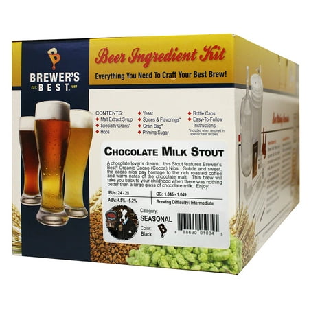 Brewer's Best Home Brew 5 Gallon Beer Ingredient Recipe Kit - Chocolate Milk (Coopers Best Extra Stout Price)