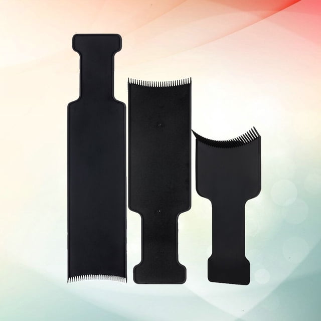 WHAMVOX 3Pcs Black Hair Coloring Comb Set Curved Hairdressing Tint Boards for Salon and Home Use