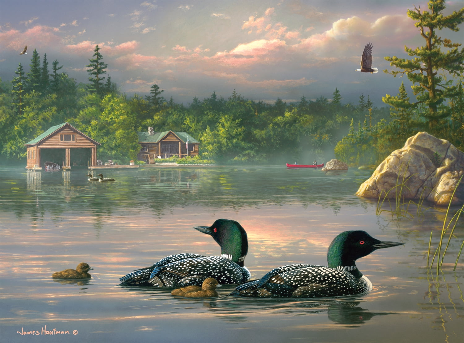 Buffalo Games 1000-Piece Hautman Brothers Passing Storm Loons Interlocking Jigsaw Puzzle