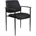 thumbnail image 1 of Boss Office Chaise d'Appoint Empilable en Tissu à Dossier Carré à Motif Losange, Noire, 1 of 8