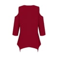 thumbnail image 4 of Kagetolytai Womens Tops 3/4 Sleeve Shirts for Women Solid Color Irregular Hem Open Shoulder T-Shirt for Spring/Summer Casual Basic Tops Pullover Blouse Top Womens Summer Tops, 4 of 8
