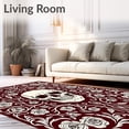 thumbnail image 2 of ODIKA 2'x3' Machine Washable Non-Slip Area Rug, Macabre Rose Skull Featuring Victorian Lacework High Traffic Rug, Burgundy, 735128, 2 of 7