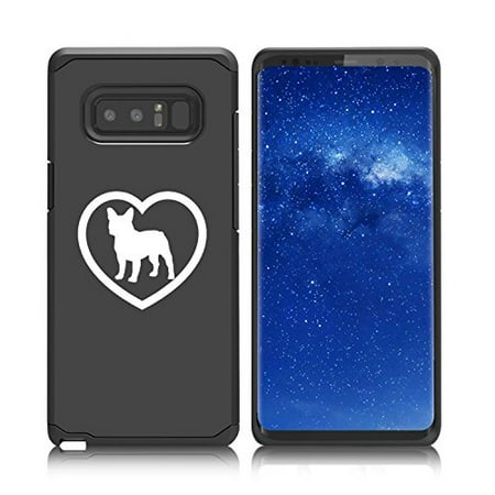 - For Samsung Galaxy (Note 8) Shockproof Impact Hard Soft Case Cover French Bulldog Heart (Black)