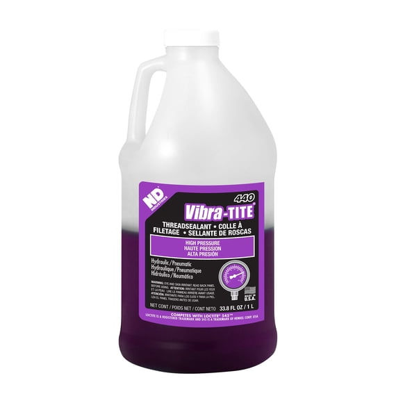 Sellador de roscas Vibra-tite 44000 440 Jarra hidráulica de 1 litro, color morado