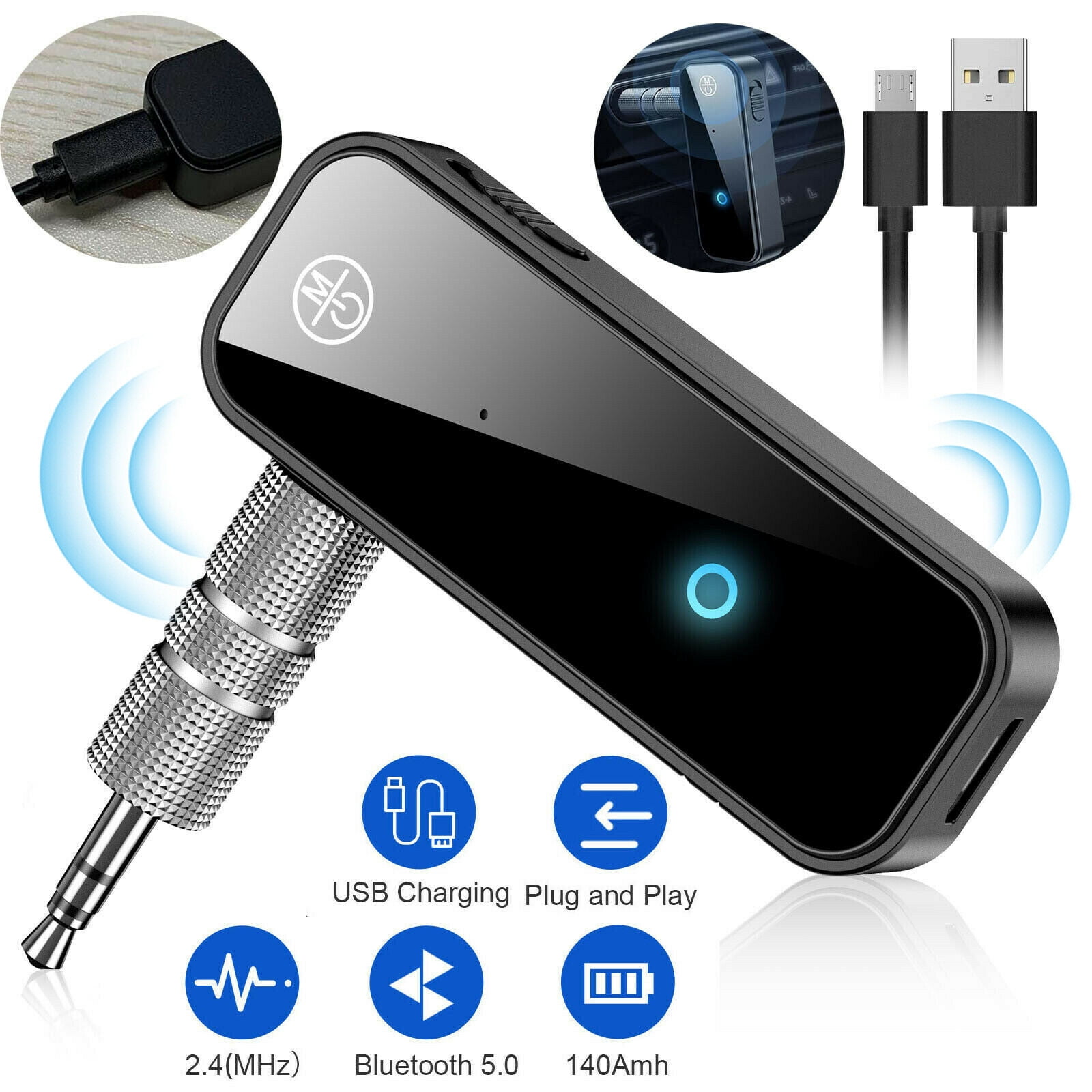 USB Wireless 5.0 Transmitter Receiver 2in1 Adapter 3.5mm AUX - Walmart.com