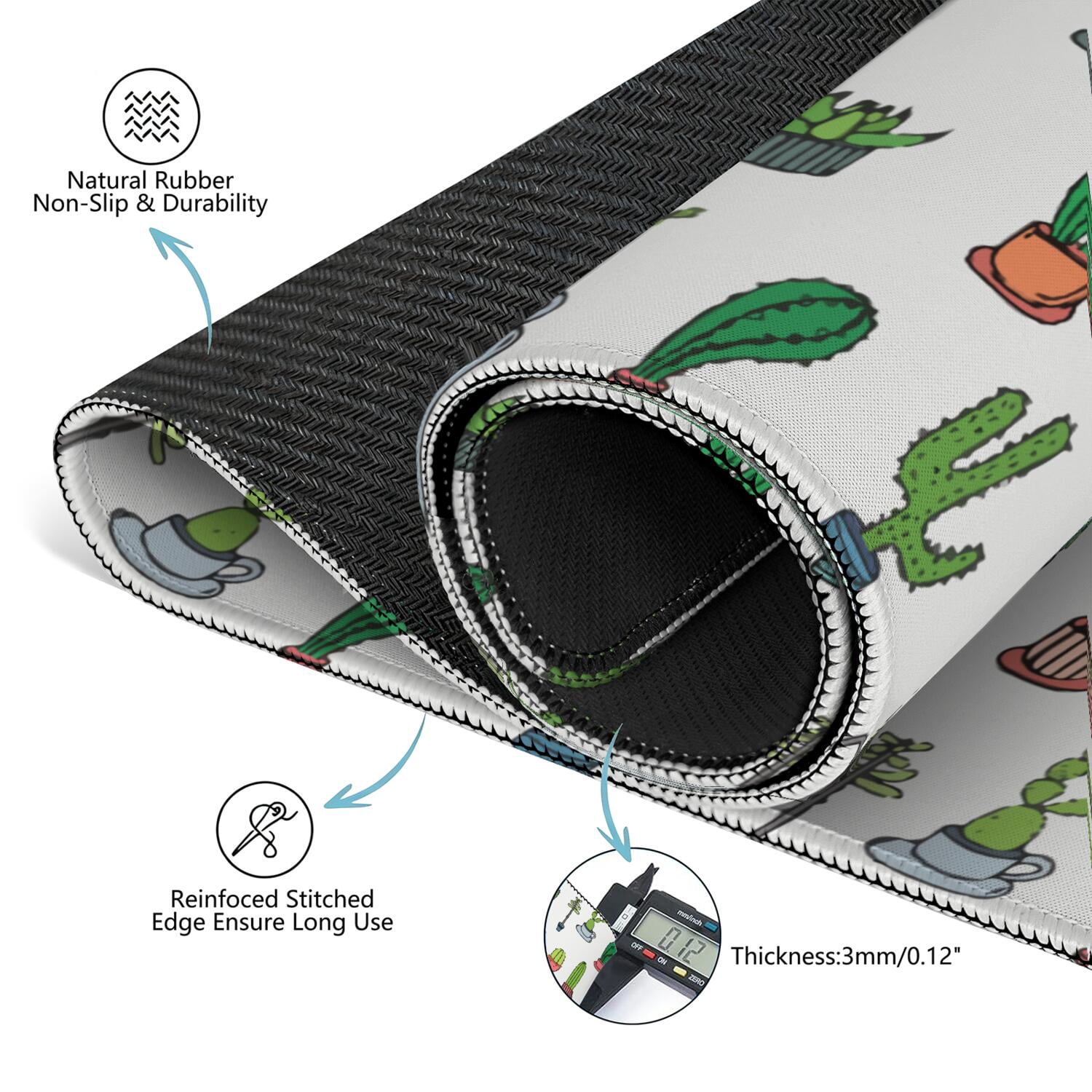 Square Plants Pattern Game Pad 31.5x31.5 Inches Constructed from Premium Rubber with Anti-Slip Grip Surface and Noise Dampening Features for Tiles Games