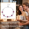 thumbnail image 6 of DVEATR Infinity Square Cut Birthstone Adjustable Bracelet 925 Sterling Silver Square Gemstone Tennis Bracelet with Box Chain for Women Gifts, 6 of 10
