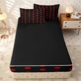 thumbnail image 4 of Erosebridal Gothic Red Polka Dot Zipper Full Size Comforter Sets with Fitted Sheet and 2 Pillowcases,Bold Crimson Round Zipper Bedding Set,Scarlet Black,4pcs,Black Reversible, 4 of 6