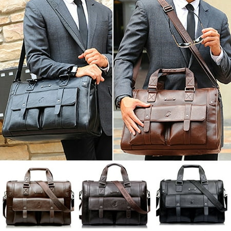 2018 Vintage Men Waterproof Leather Satchel Messenger Handbag Laptop Briefcase (Best Leather Laptop Messenger Bag)