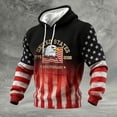 thumbnail image 2 of 4th of July Sweatshirt Men 250 Anniversary USA Flag Print Hoodie Casual Long Sleeve Drawstring Waffle Pullover with Pocket, 2 of 3