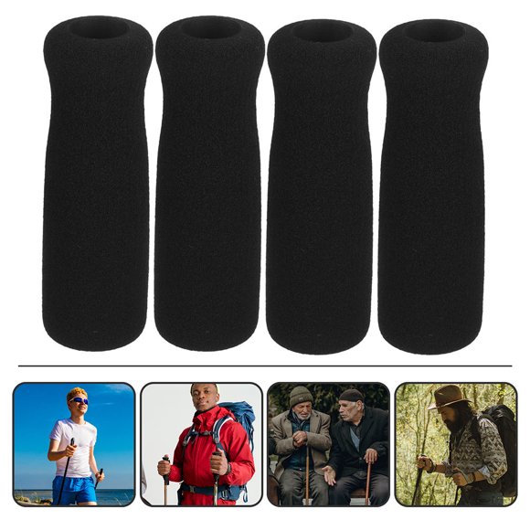 DECORNIJIA 6Pcs Black Sponge Cane Handle Grips for Walking Stick Anti-slip Protection Comfortable Grip 4.72X1.18X1.18in