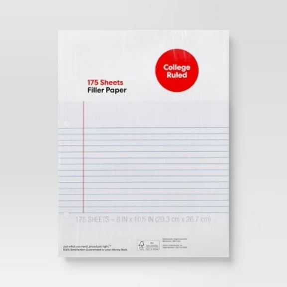 Premium 175ct College Ruled Loose Leaf Paper - Durable Notebook Filler for Daily Use