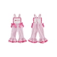 thumbnail image 2 of BemeyourBBs Toddler Baby Girls Summer Clothes Infant Baby Girl Fathers Day Outfit Romper Overalls Sleeveless I Love Dad Letter Heart Embroidery Stripe One Piece Jumpsuit Overalls Bell Bottom, 2 of 9
