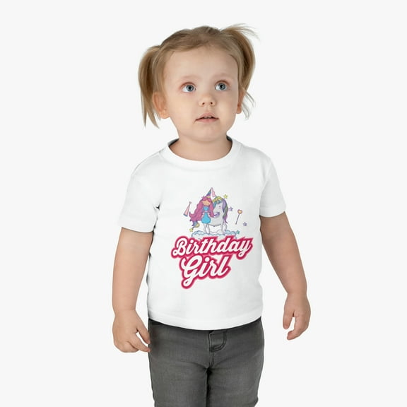 Happy Birthday Girl Unicorn Infant Toddler Cotton Jersey Tee