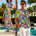 thumbnail image 3 of Jeiento 60s 70s Hippie Flower Power Husband and Wife Clothing Matching Couple Outfits Trendy Sleeveless Dress Summer Shirts for Beach Travel, 3 of 6